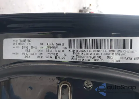 2017 Ram 2500 Tradesman 4X4 8' Box z USA, uszkodzony, nr VIN 3C6UR5HJ5HG737808